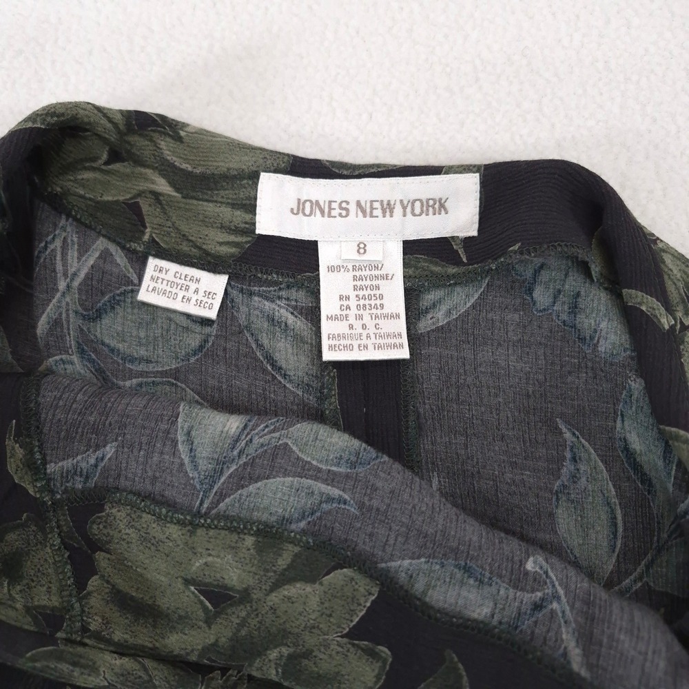 Jones New York Floral Maxi Skirt Green Black Size 8 Vintage 90s Rayon Wrap Style - Picture 4 of 9